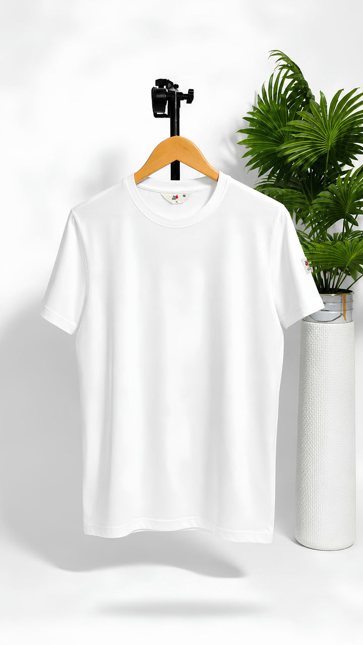 Crew Neck T-Shirt in White  - Essential Men's Cotton Blend Tee