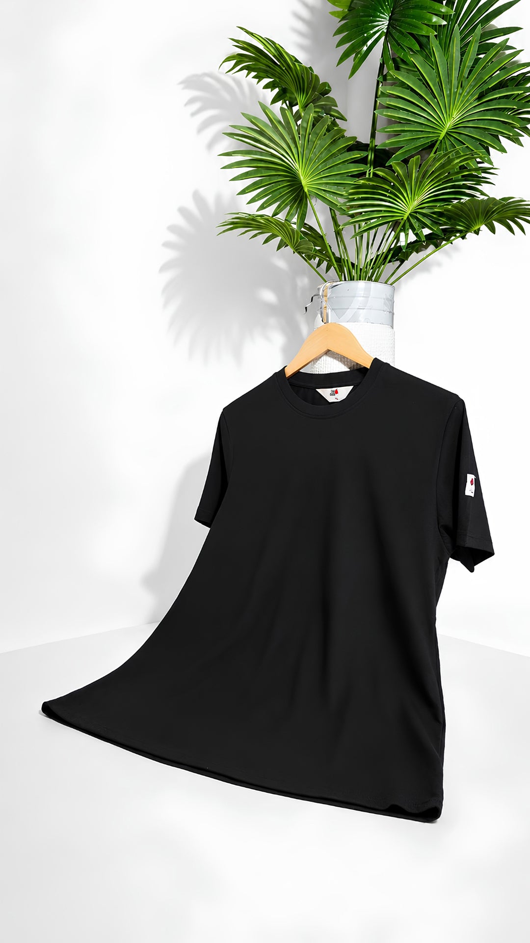 Crew Neck T-Shirt in Black  - Essential Men's Cotton Blend Tee