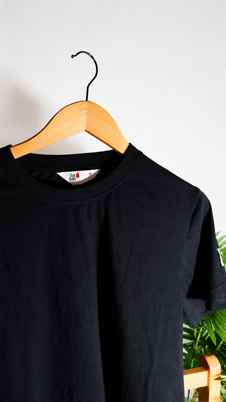 Crew Neck T-Shirt in Black  - Essential Men's Cotton Blend Tee