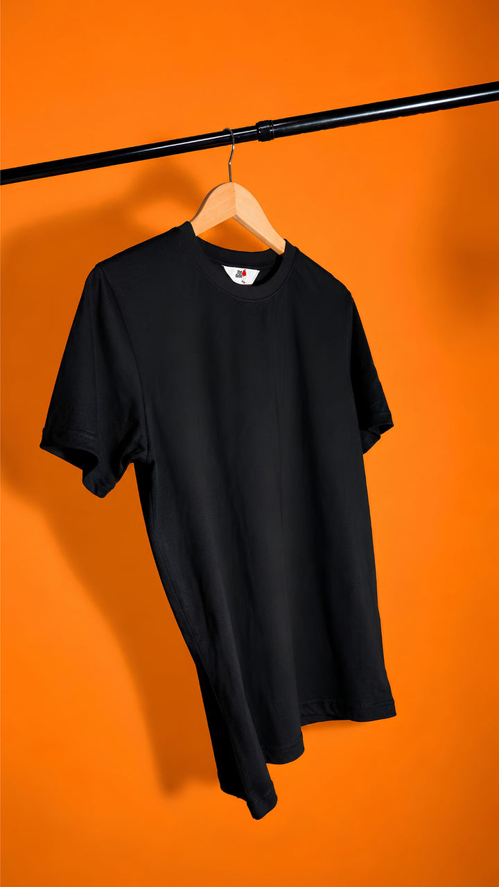 Crew Neck T-Shirt in Black  - Essential Men's Cotton Blend Tee