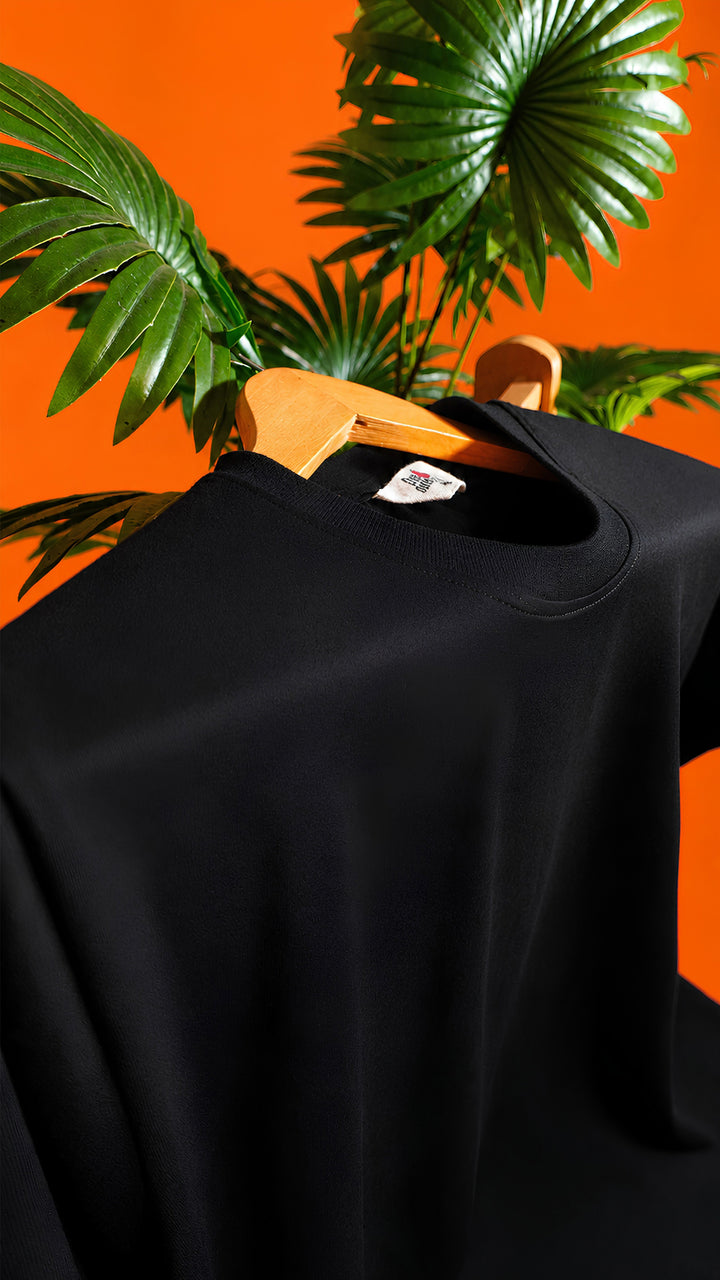 Crew Neck T-Shirt in Black  - Essential Men's Cotton Blend Tee