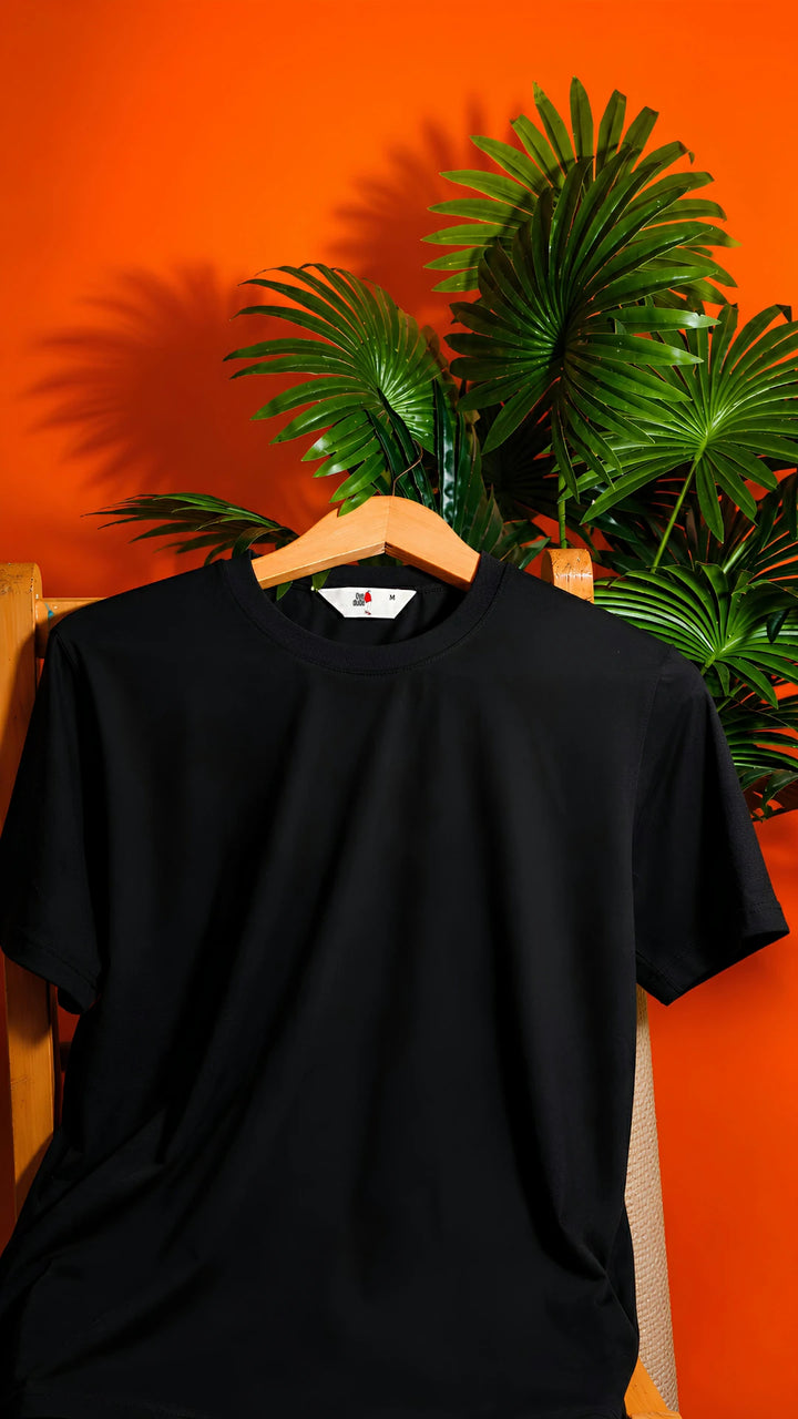 Crew Neck T-Shirt in Black  - Essential Men's Cotton Blend Tee