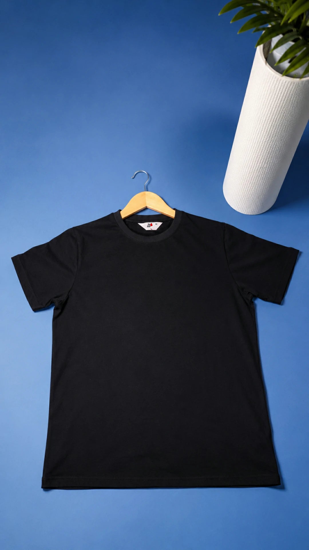 Crew Neck T-Shirt in Black  - Essential Men's Cotton Blend Tee