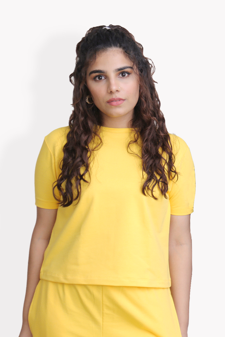 Co-Ord Set with Crewneck tshirt - Yellow