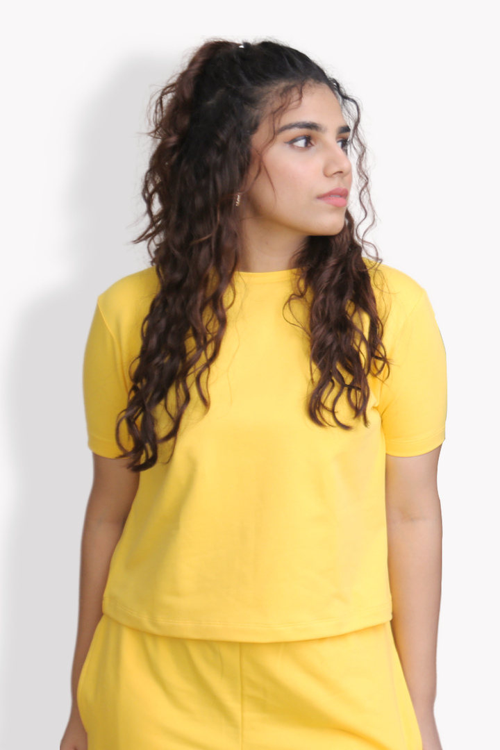 Co-Ord Set with Crewneck tshirt - Yellow