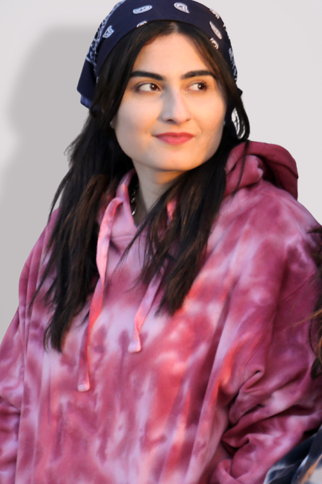 White Pink Tie & Dye Hoodie For Girls