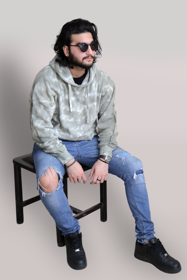 White Green Tie & Dye Hoodie