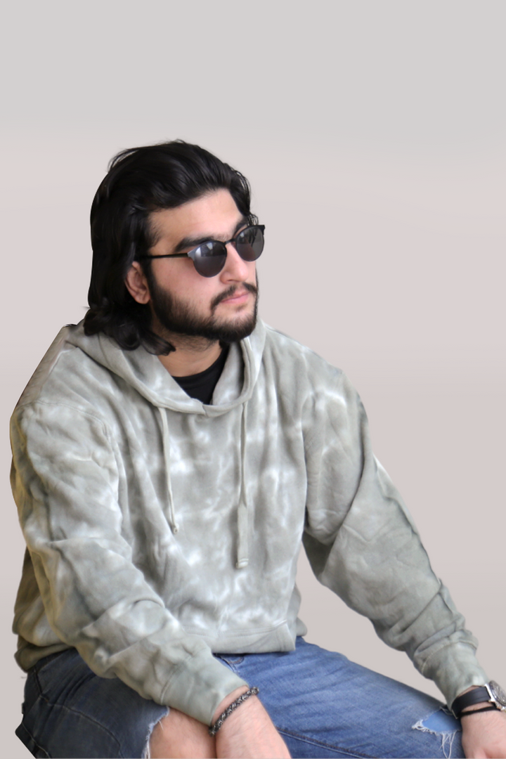 White Green Tie & Dye Hoodie