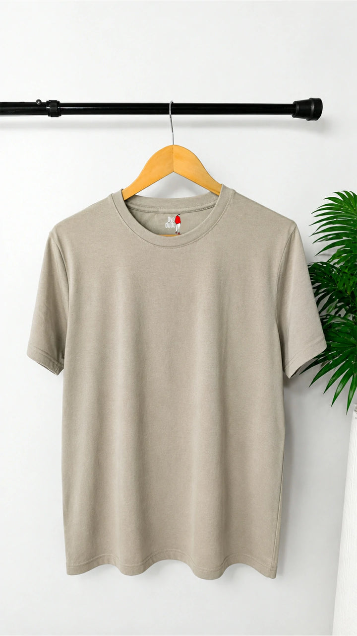 Men's Crew Neck T-Shirt in Beige - Neutral Earth Tone Men's Tee
