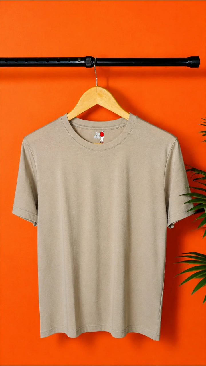 Men's Crew Neck T-Shirt in Beige - Neutral Earth Tone Men's Tee