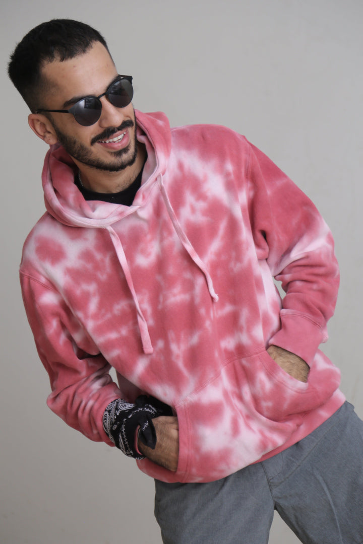 White Pink Tie & Dye Hoodie