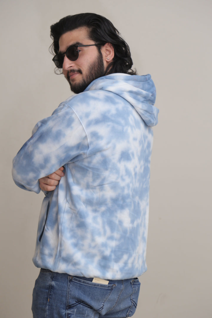 White Sky Blue Tie & Dye Hoodie