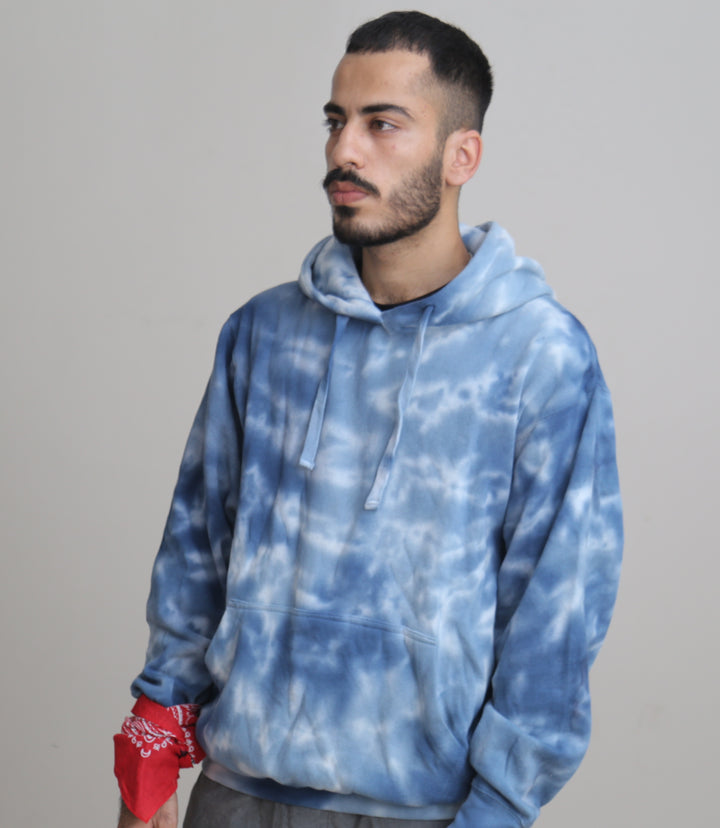 White Sky Blue Tie & Dye Hoodie