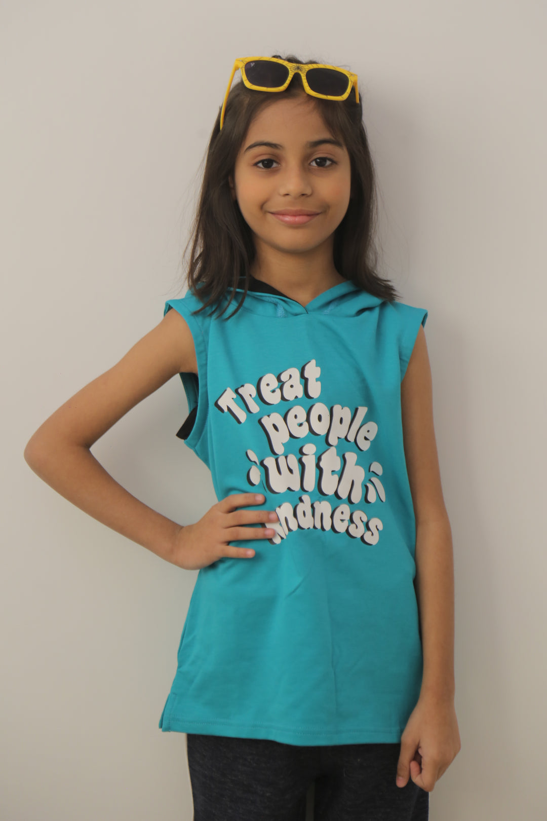 Sleeveless Hoodie For Girls - Green