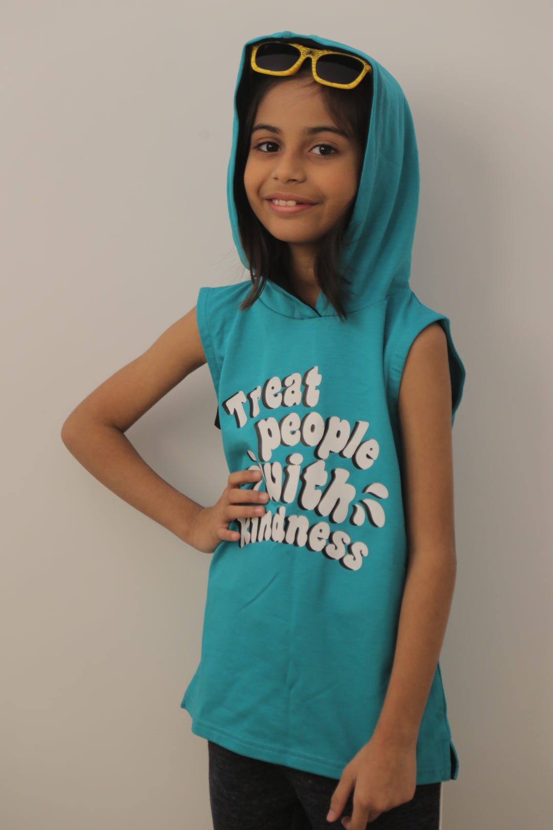 Sleeveless Hoodie For Girls - Green