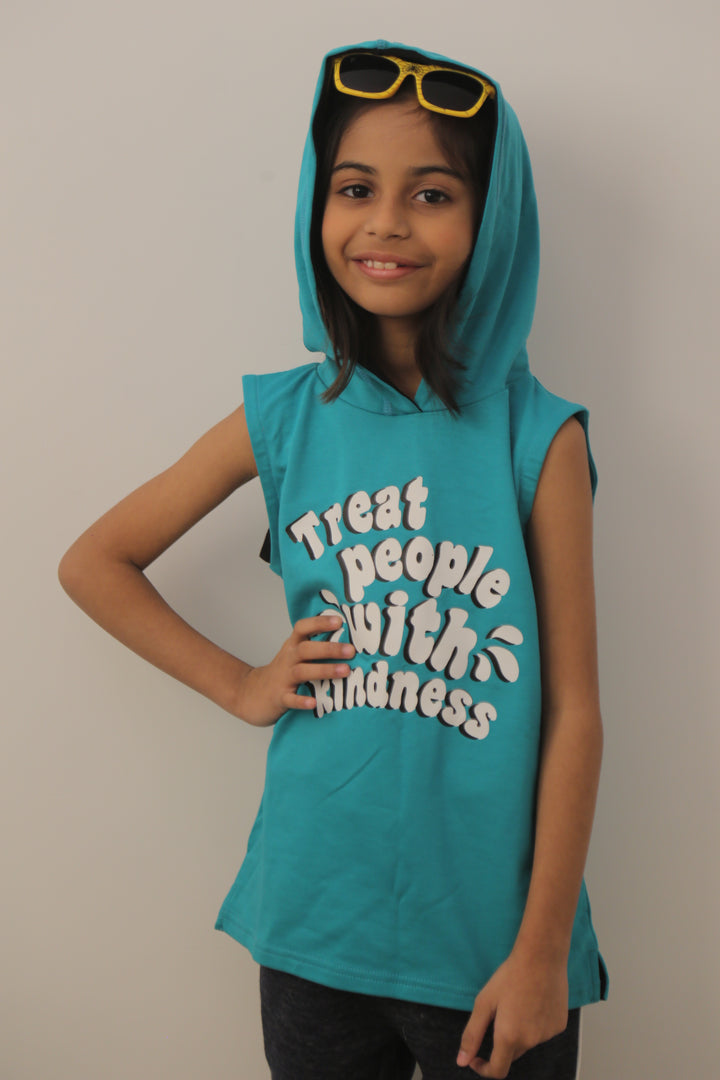 Sleeveless Hoodie For Girls - Green