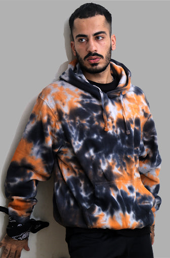 Orange Black Tie & Dye Hoodie